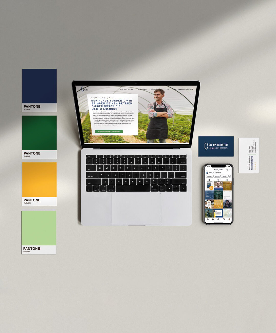 Brand und Webdesign Mockup Die QM Berater Portfolio Cover NOVA AND BOW Yvonne Homann Isernhagen Hannover