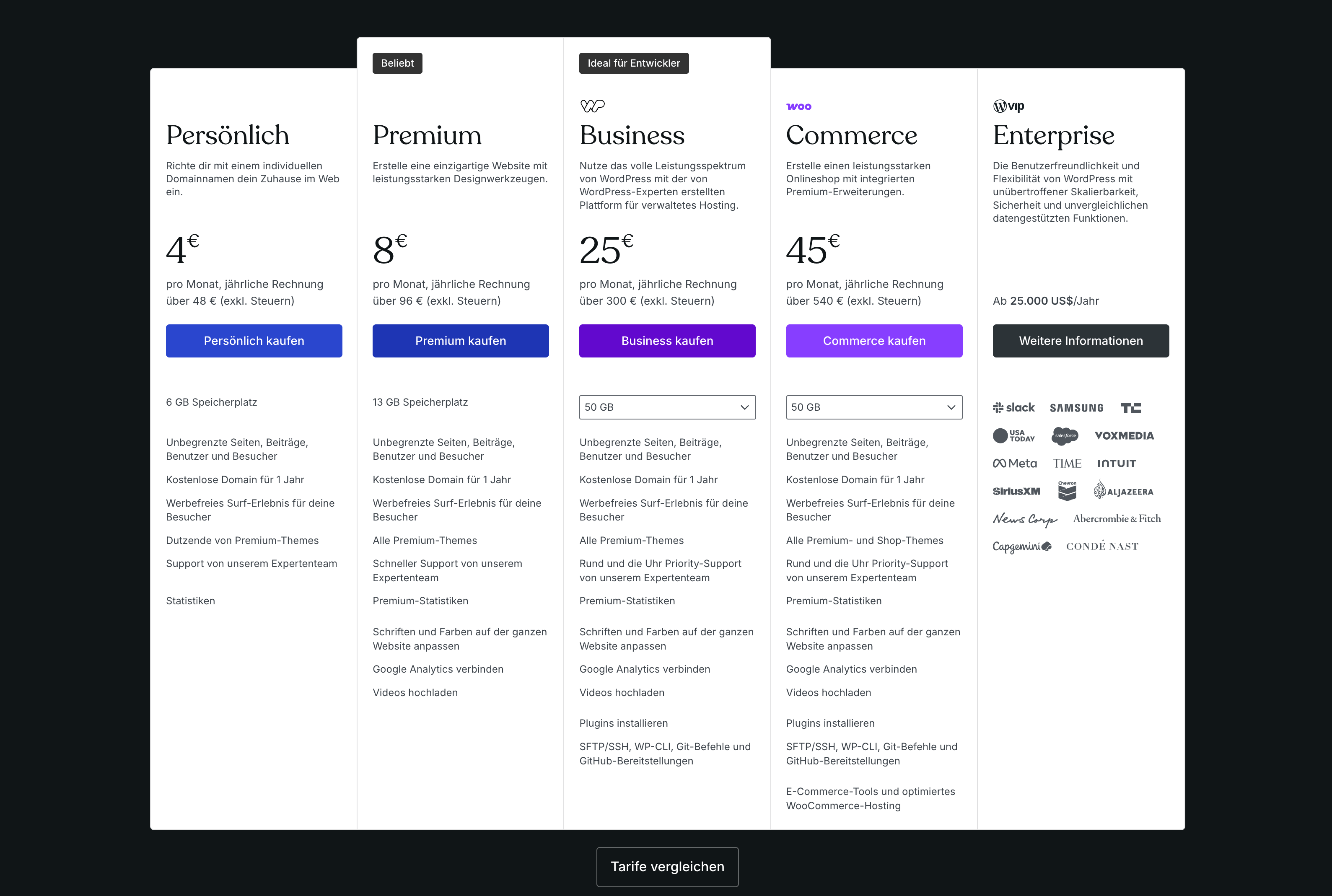 Screenshot-Leistungspakete-WordPress-com-Homepage-Baukasten